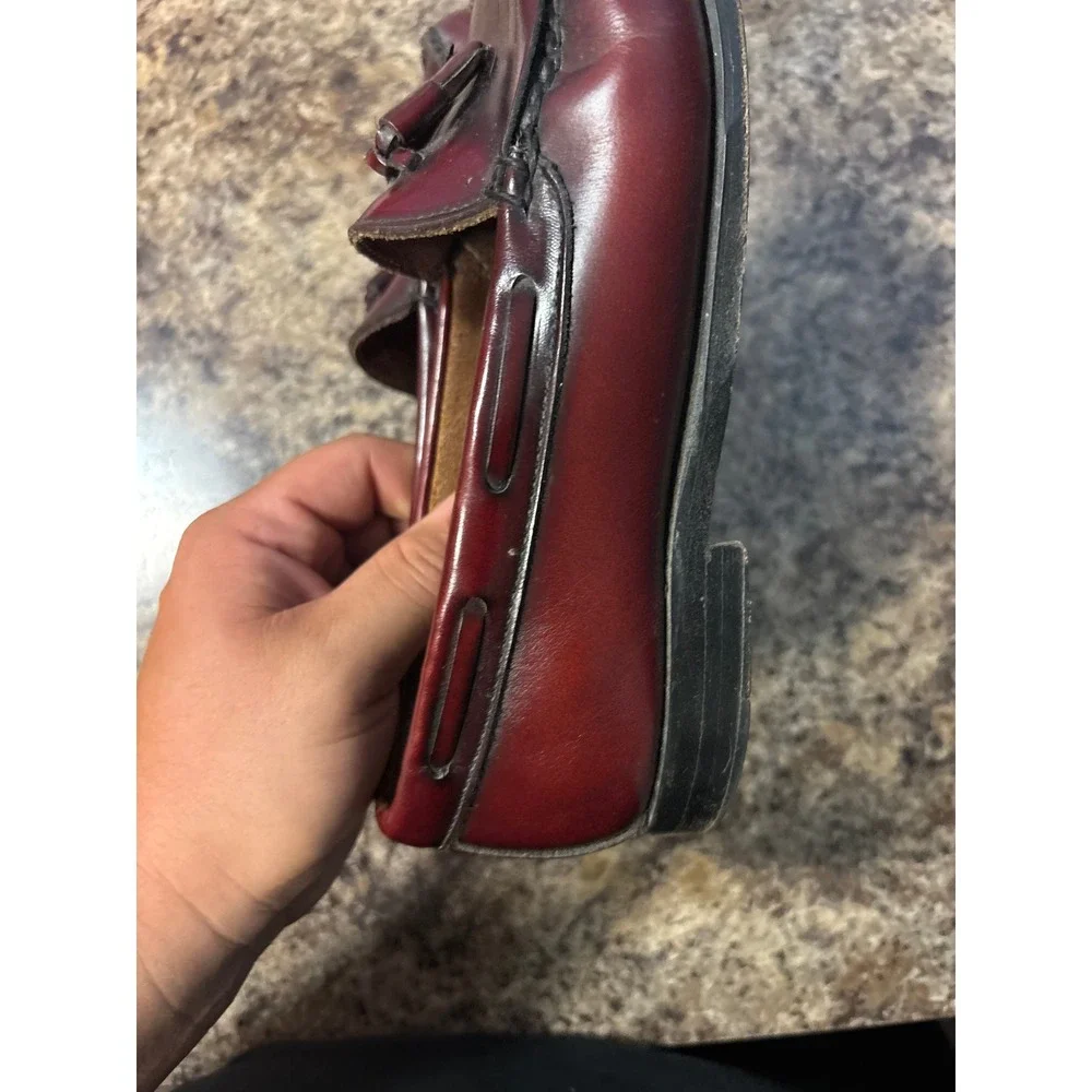 GH Bass Weejuns Mens 8.5 Burgundy Leather Kiltie Tassel Loafers Made in USA